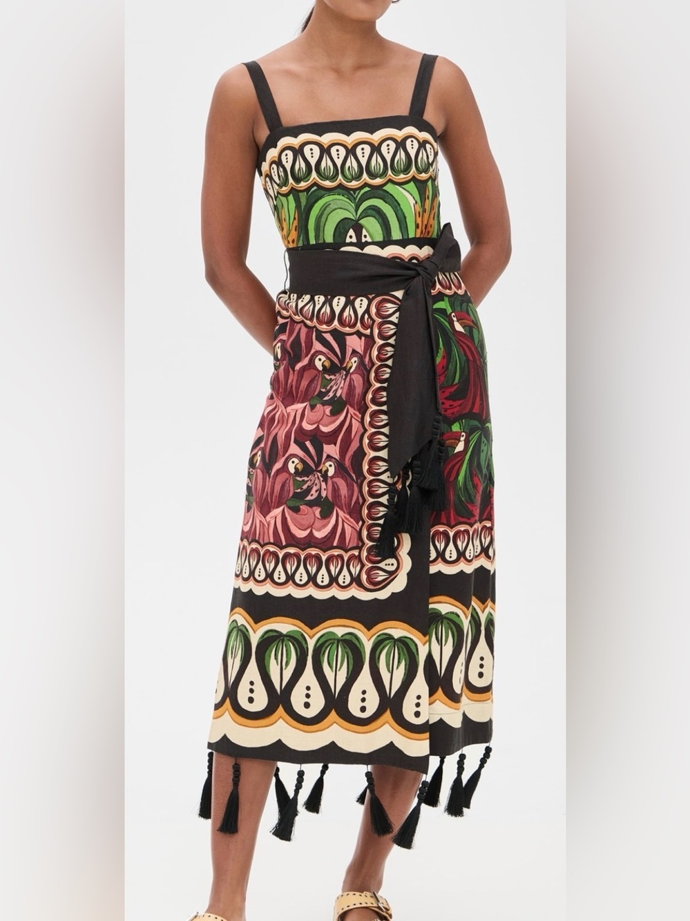 Farm Rio Coconut Tree Flow Scarf Dress NEW NWT